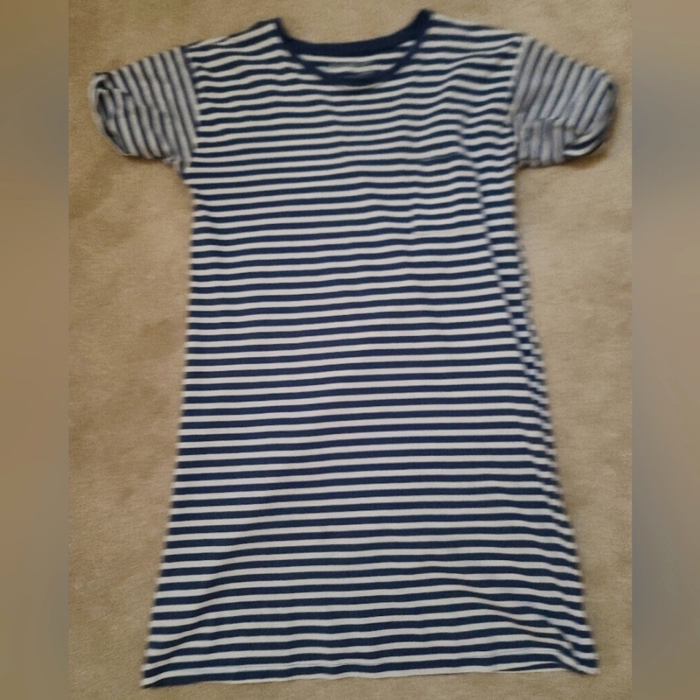 Eddie Bauer t-shirt dress, size small. Blue and white stripe